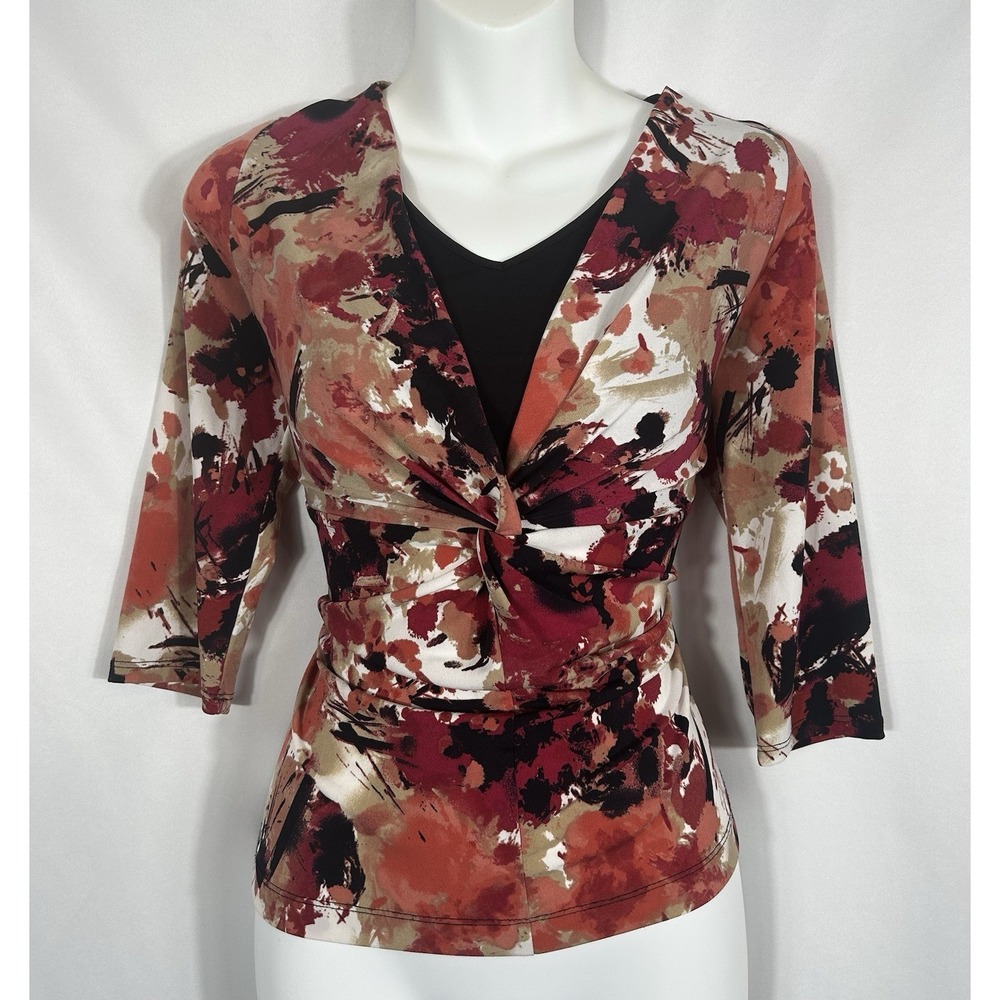 East 5th Y2K Babydoll Top Size PM Brown Boho Fairy Grunge Geo Artsy Indie